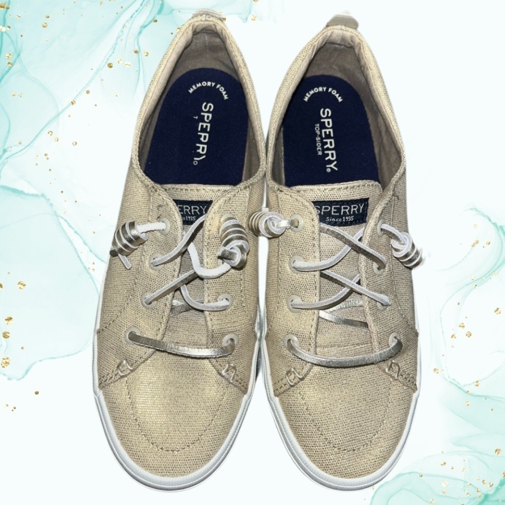 Sperry Crest Gold Vibe Sparkle Sneakers, 7.5